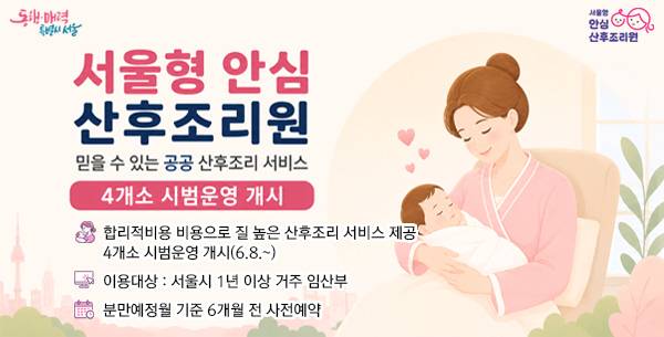 서울형 안신 산후조리원 
밑을수 있는 공공 산후조리서비스